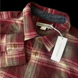 Outerknown Mens Transitional Slub Flannel Shirt Plaid Organic Cotton Medium $138
